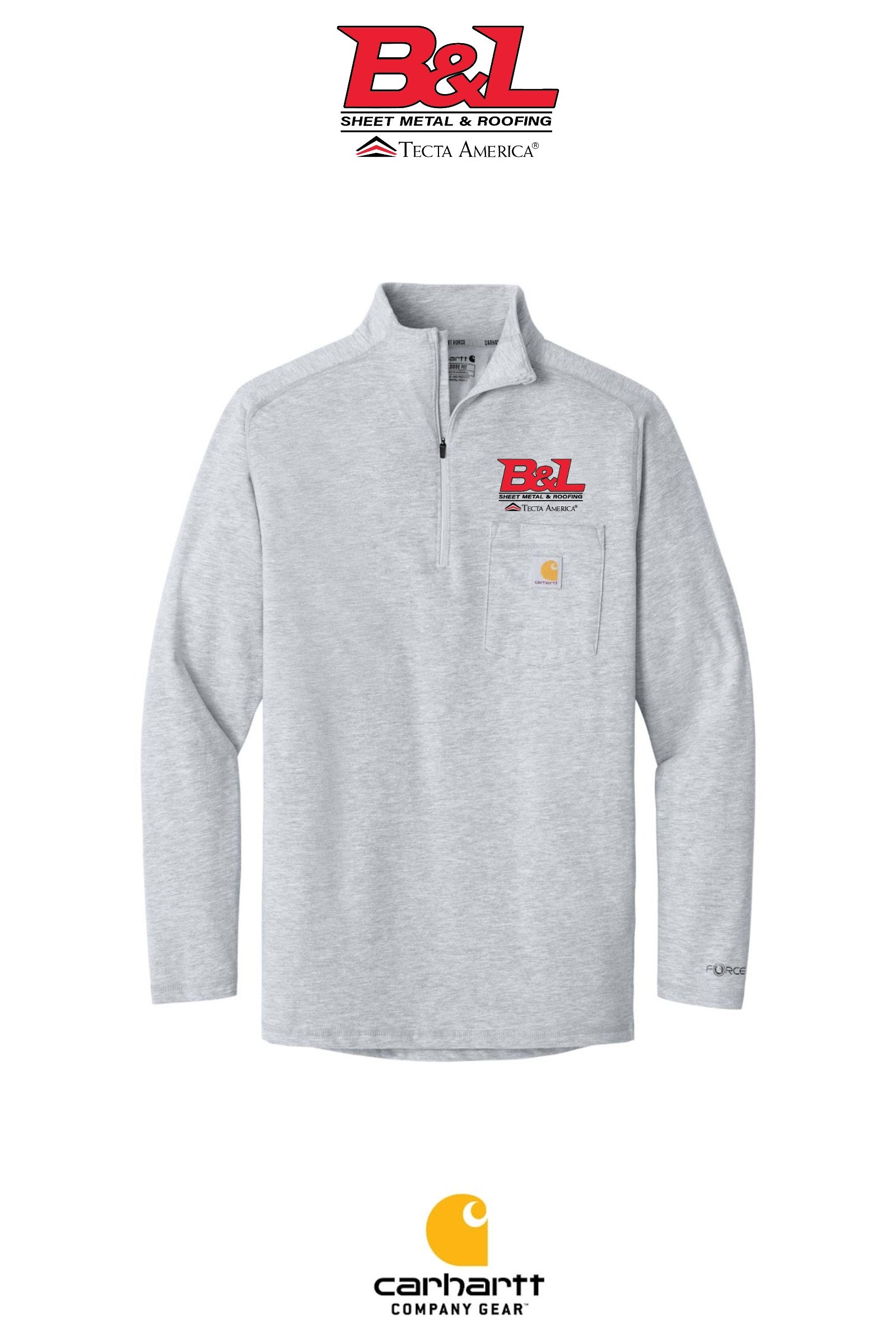 Carhartt Force® 1/4-Zip Long Sleeve T-Shirt - B&L Sheet Metal & Roofing