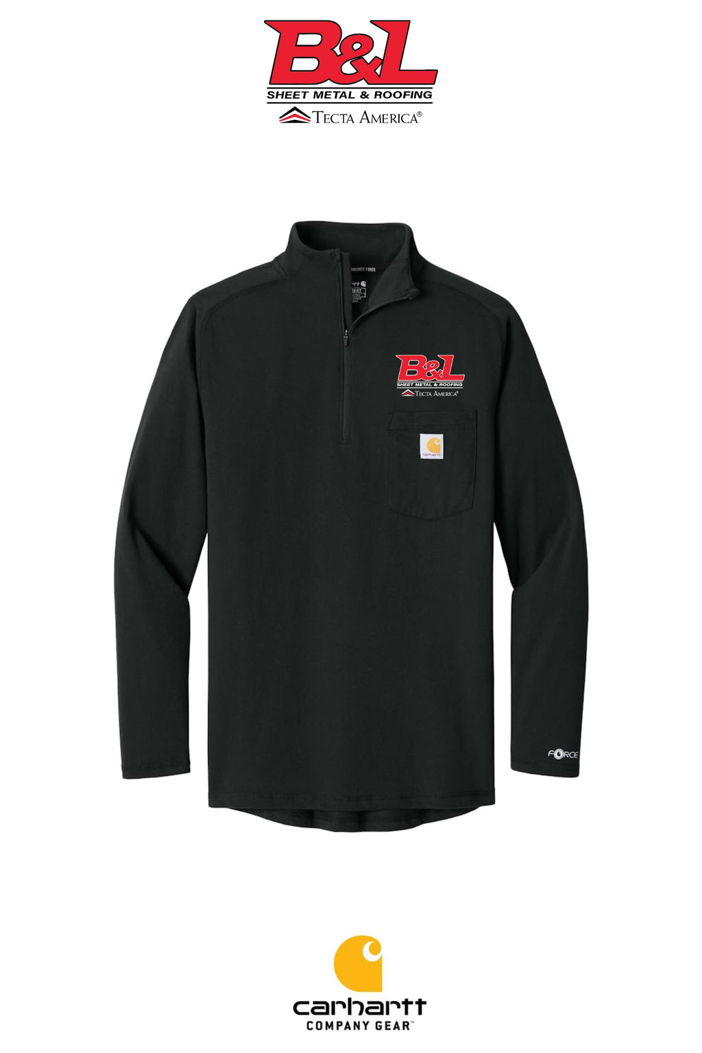 Carhartt Force® 1/4-Zip Long Sleeve T-Shirt - B&L Sheet Metal & Roofing