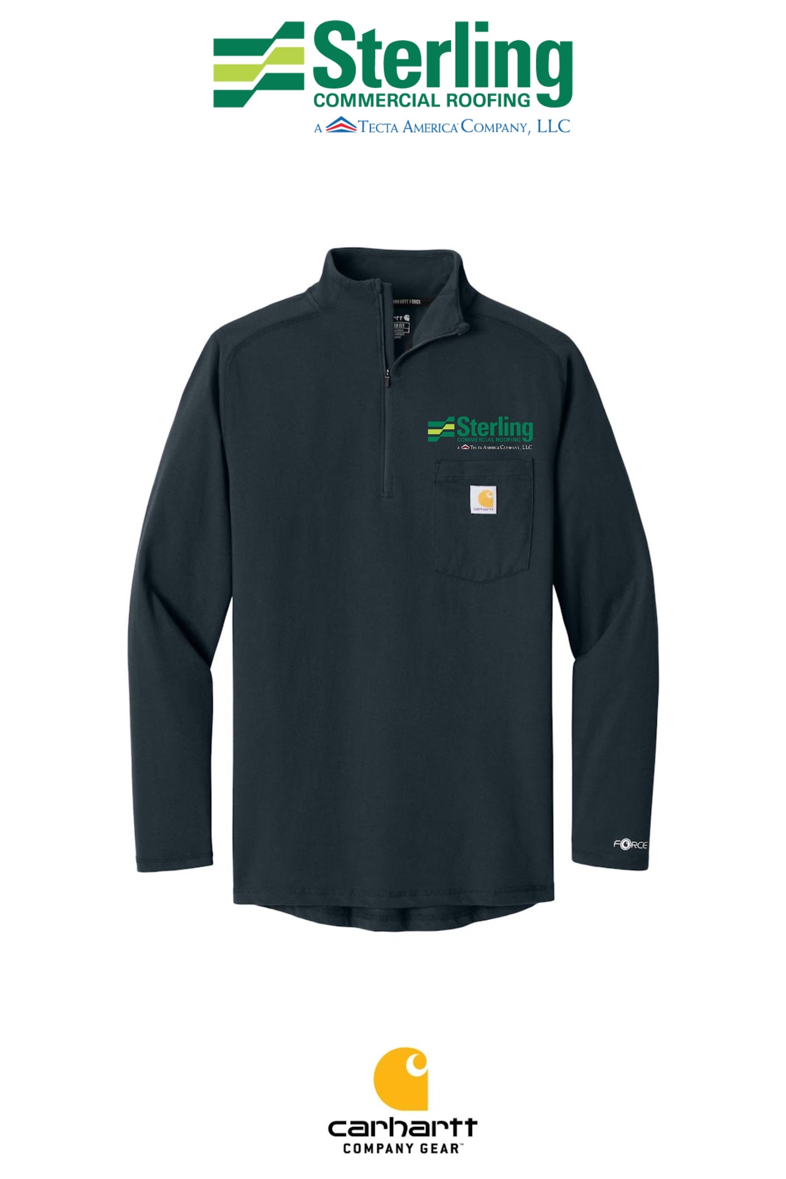 Carhartt Force® 1/4-Zip Long Sleeve T-Shirt - Sterling, A Tecta American Company LLC