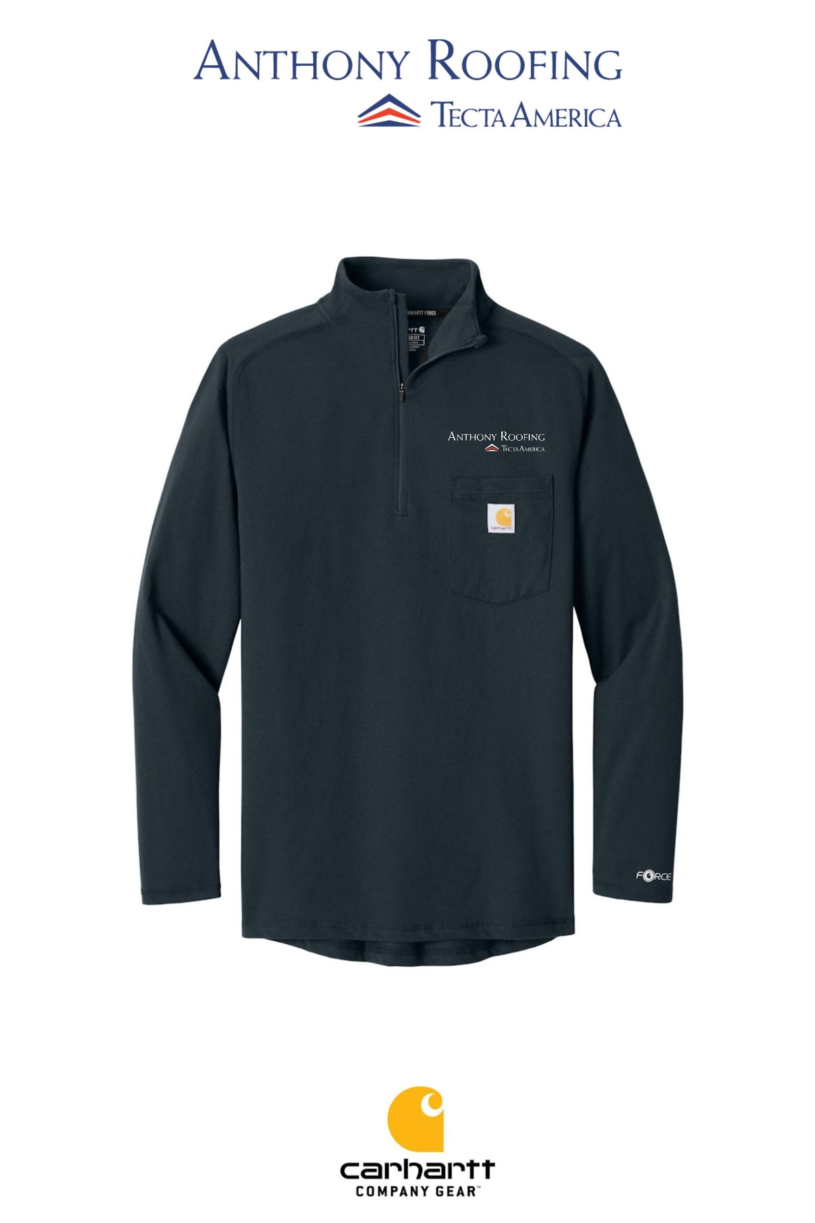 Carhartt Force® 1/4-Zip Long Sleeve T-Shirt - Anthony Roofing