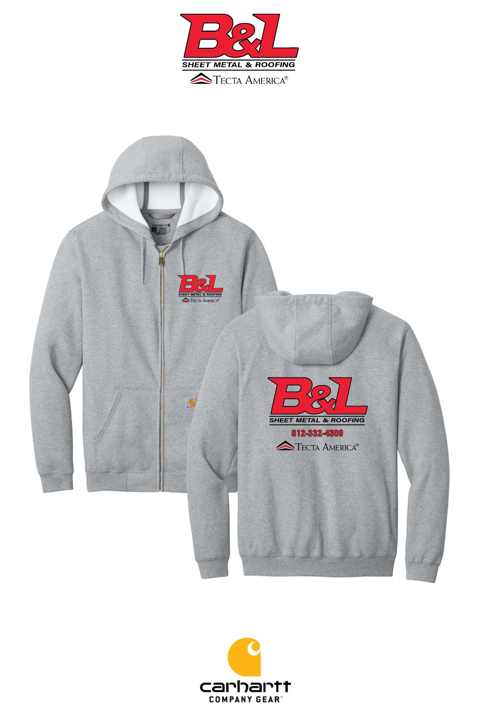 Carhartt® Midweight Hooded Zip-Front Sweatshirt - B&L Sheet Metal & Roofing