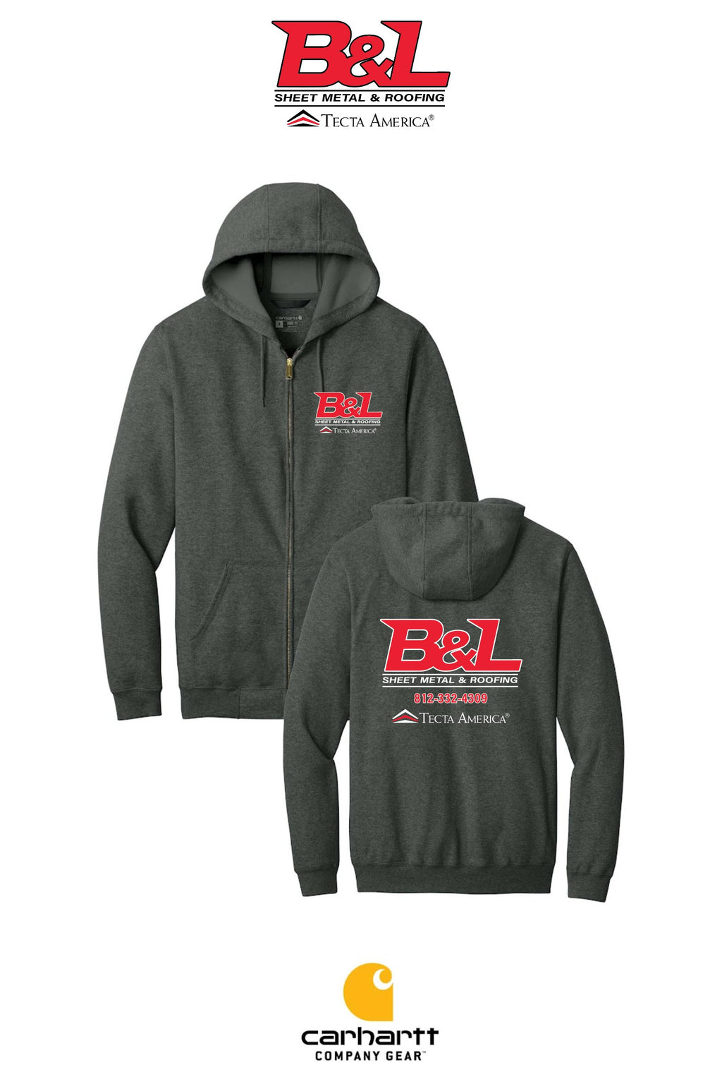 Carhartt® Midweight Hooded Zip-Front Sweatshirt - B&L Sheet Metal & Roofing