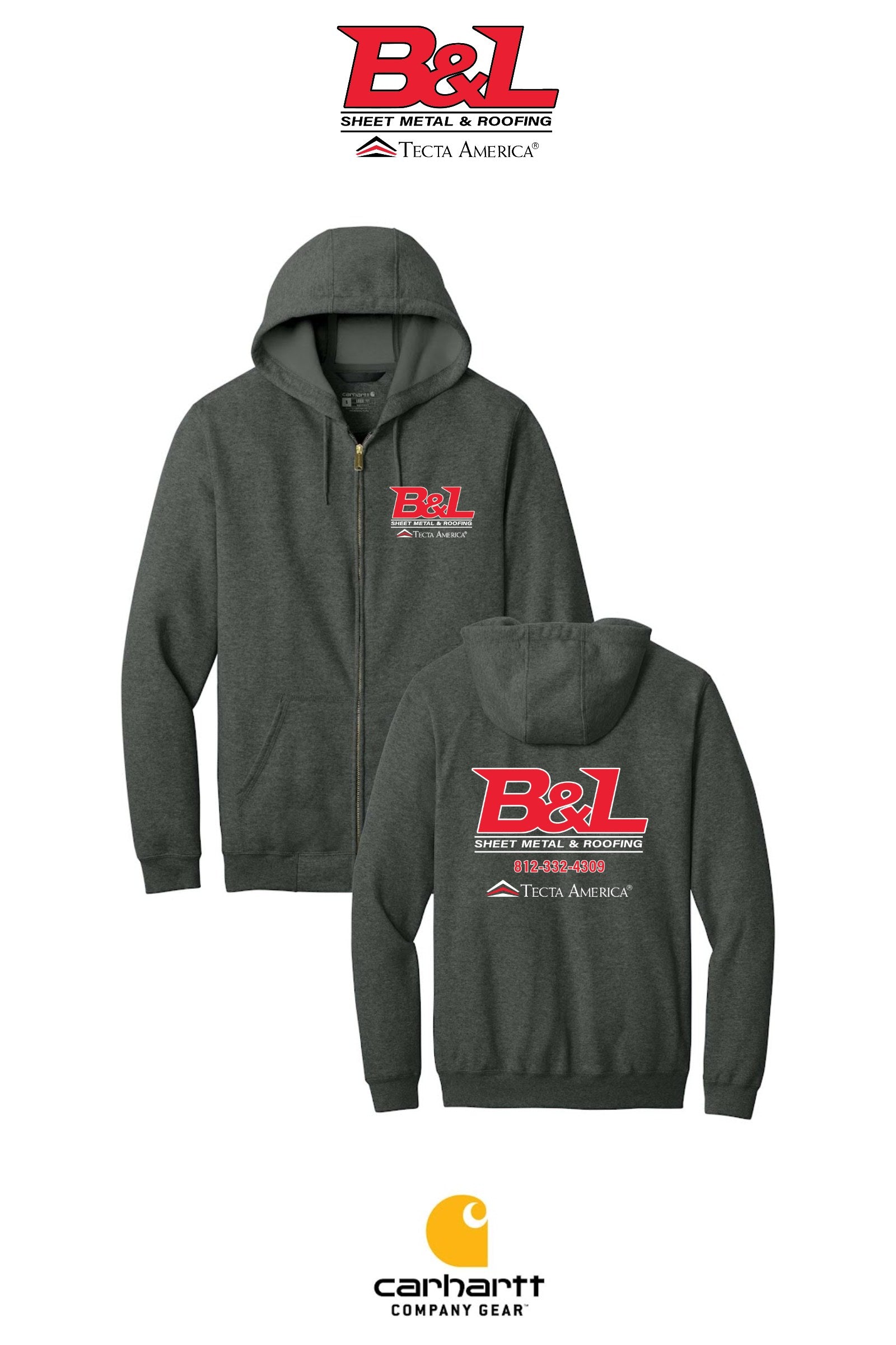 Carhartt® Midweight Hooded Zip-Front Sweatshirt - B&L Sheet Metal & Roofing