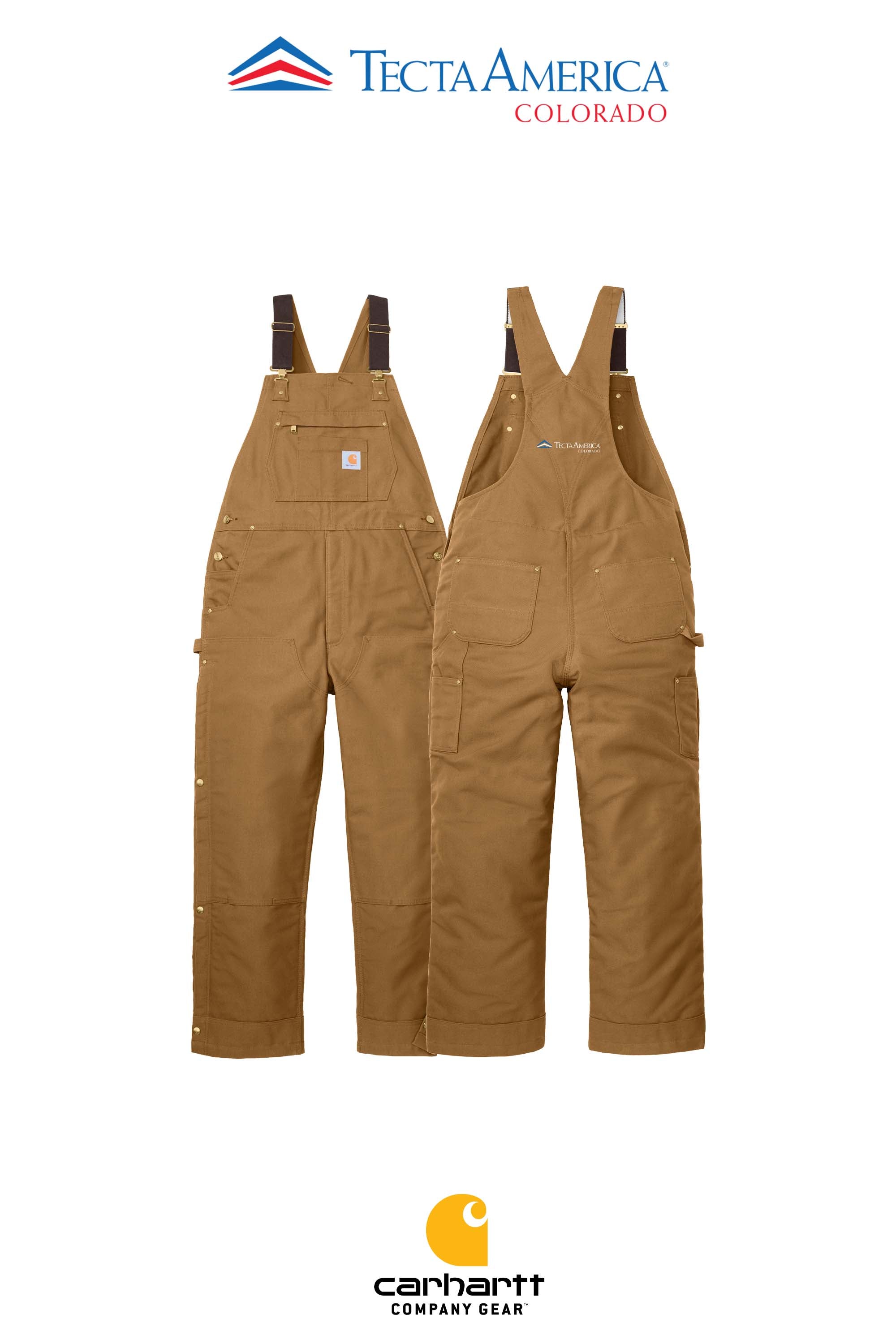 Carhartt® Firm Duck Insulated Bib Overalls - Monument Roofing of Colorado