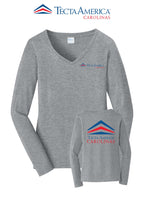 Port & Co™ Women's Long Sleeve Fan Favorite™ V-Neck Tee - Tecta America Carolinas LLC