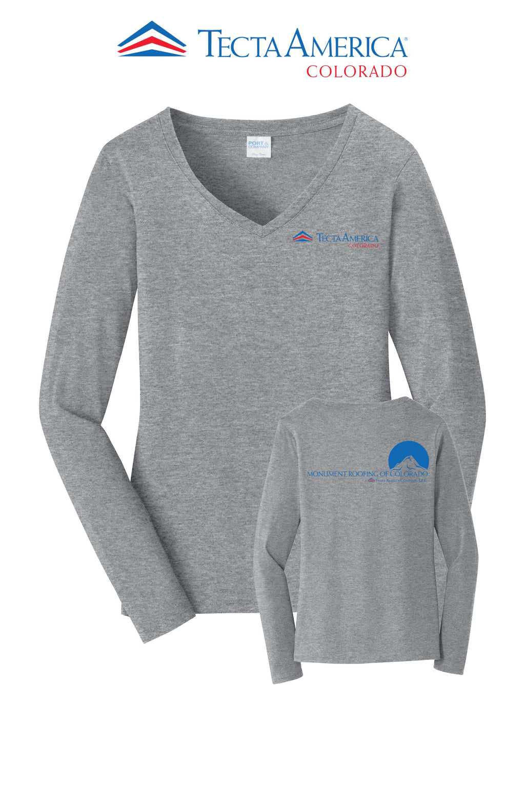Port & Co™ Women's Long Sleeve Fan Favorite™ V-Neck Tee - Monument Roofing of Colorado