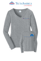 Port & Co™ Women's Long Sleeve Fan Favorite™ V-Neck Tee - Monument Roofing of Colorado