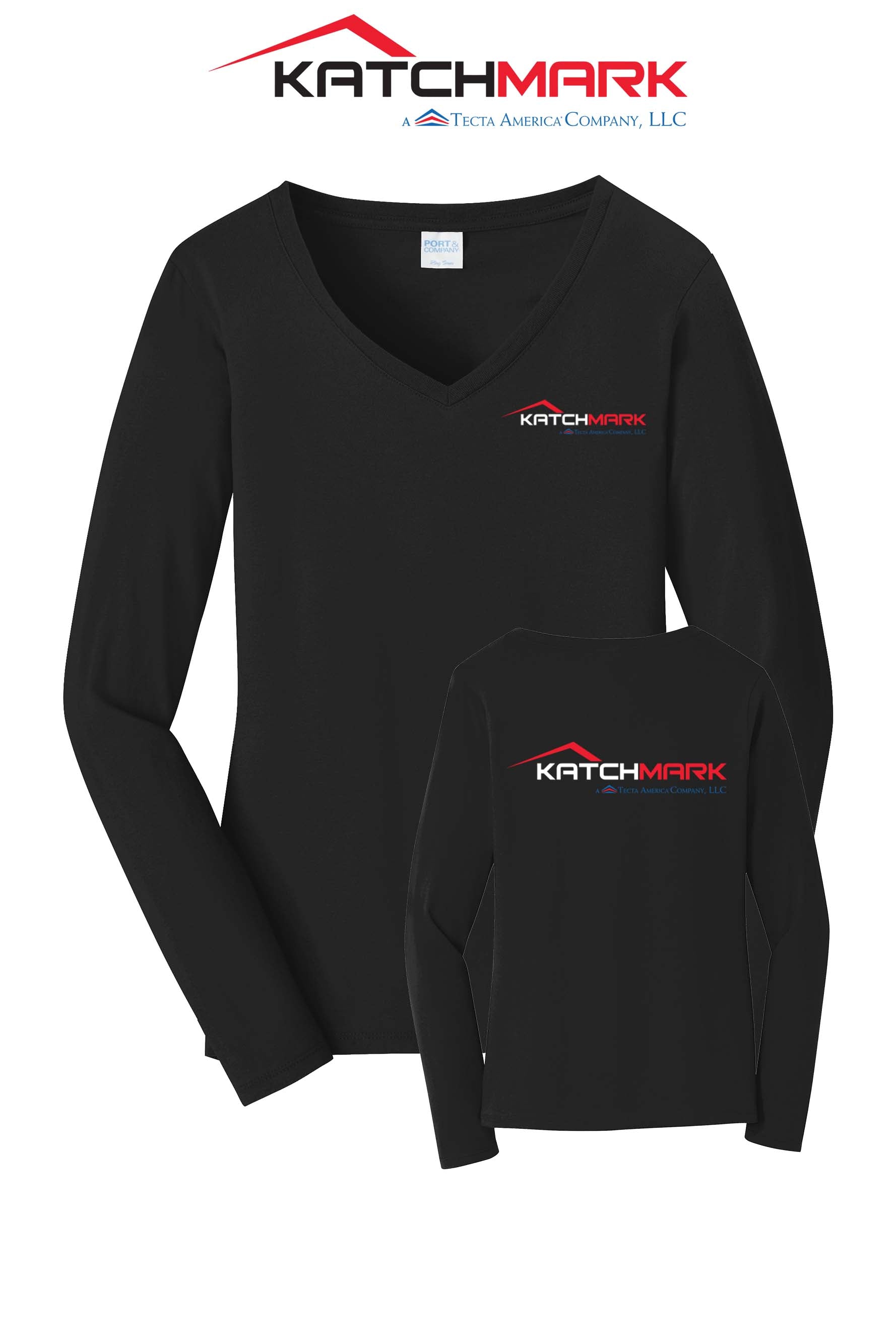 Port & Co™ Women's Long Sleeve Fan Favorite™ V-Neck Tee - Katchmark, A Tecta American Company LLC