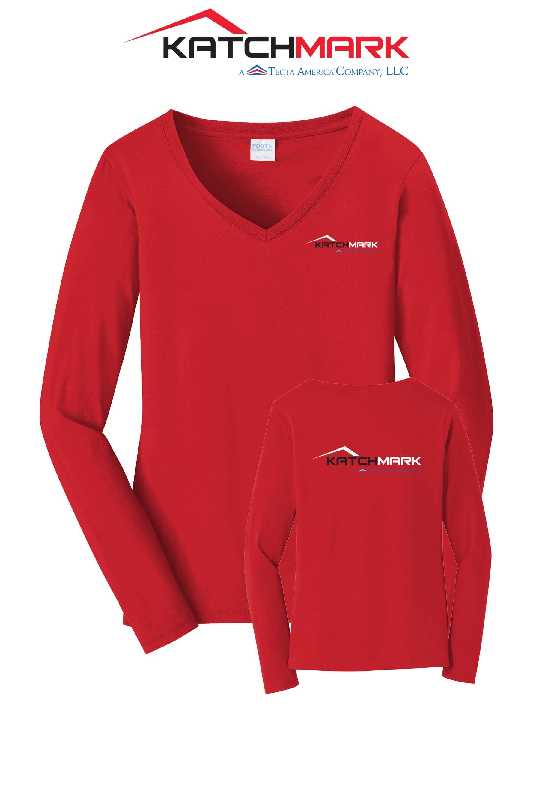 Port & Co™ Women's Long Sleeve Fan Favorite™ V-Neck Tee - Katchmark, A Tecta American Company LLC