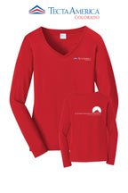 Port & Co™ Women's Long Sleeve Fan Favorite™ V-Neck Tee - Monument Roofing of Colorado