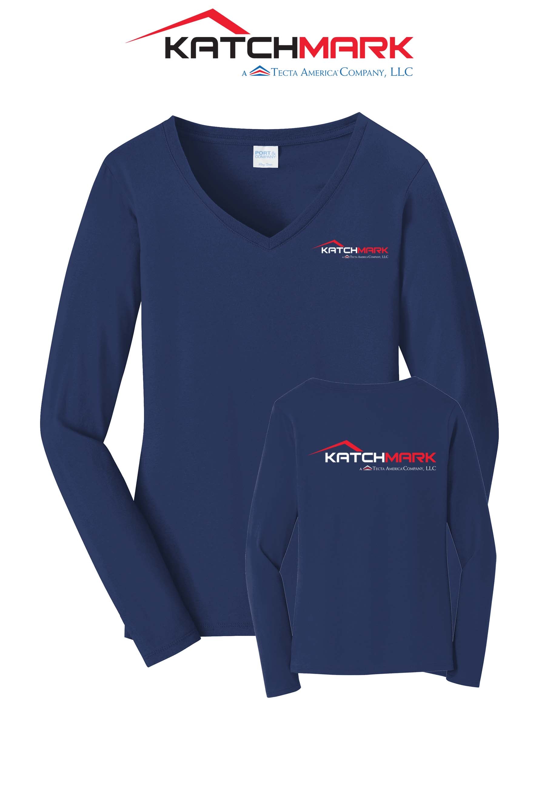 Port & Co™ Women's Long Sleeve Fan Favorite™ V-Neck Tee - Katchmark, A Tecta American Company LLC