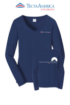 Port & Co™ Women's Long Sleeve Fan Favorite™ V-Neck Tee - Monument Roofing of Colorado