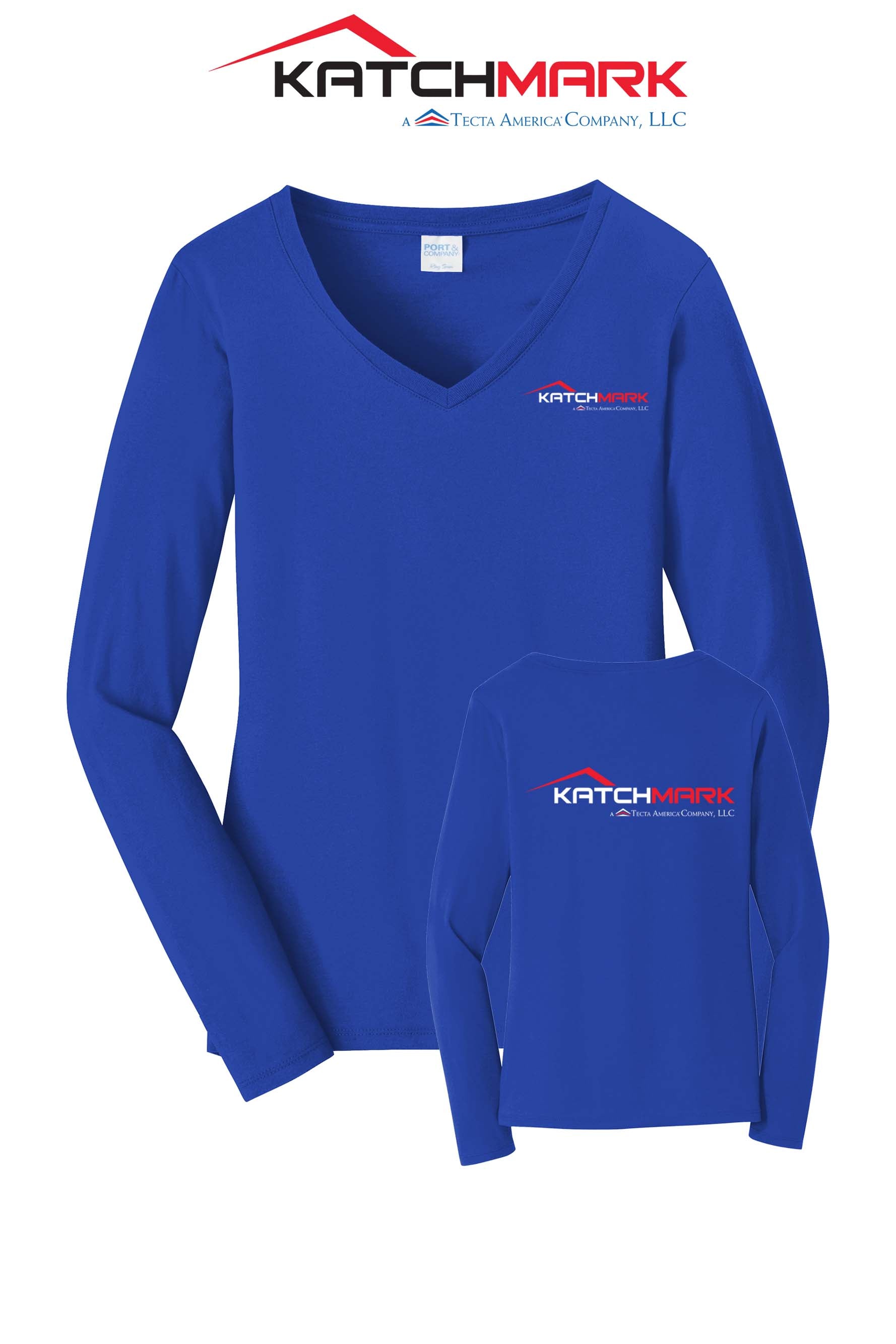 Port & Co™ Women's Long Sleeve Fan Favorite™ V-Neck Tee - Katchmark, A Tecta American Company LLC