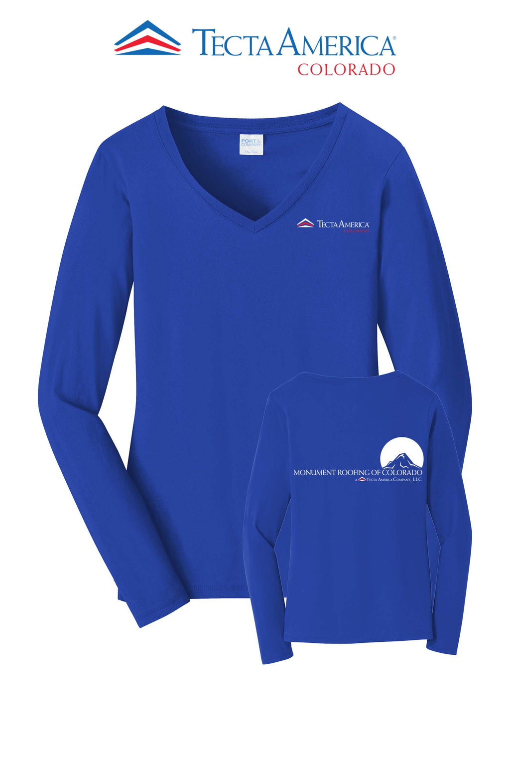 Port & Co™ Women's Long Sleeve Fan Favorite™ V-Neck Tee - Monument Roofing of Colorado