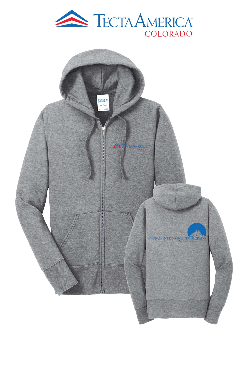 Port & Co™ Women's Core Fleece Full-Zip Hooded Sweatshirt - Monument Roofing of Colorado