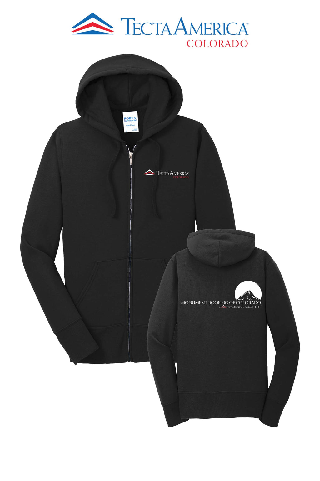 Port & Co™ Women's Core Fleece Full-Zip Hooded Sweatshirt - Monument Roofing of Colorado