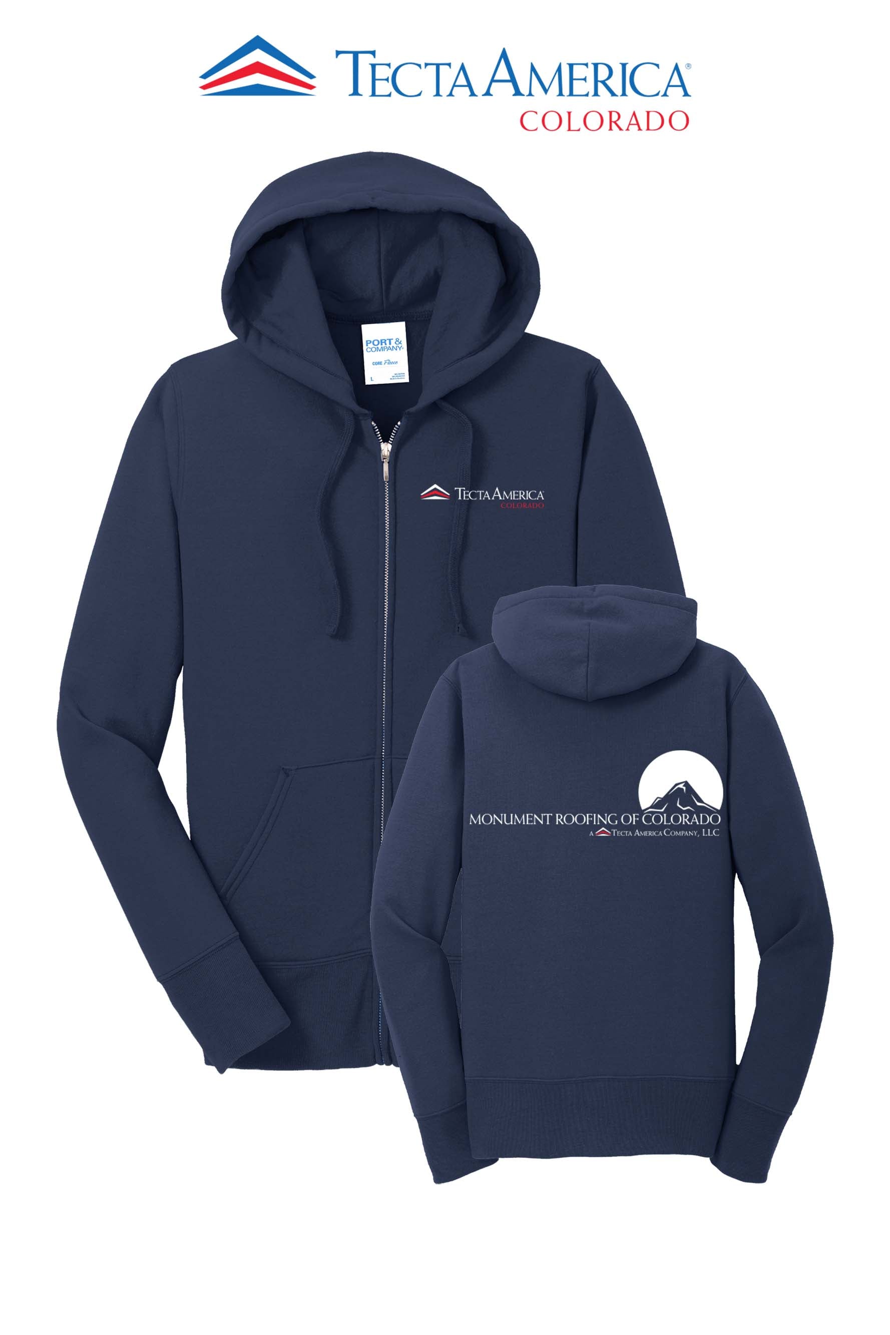 Port & Co™ Women's Core Fleece Full-Zip Hooded Sweatshirt - Monument Roofing of Colorado