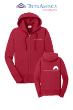 Port & Co™ Women's Core Fleece Full-Zip Hooded Sweatshirt - Monument Roofing of Colorado