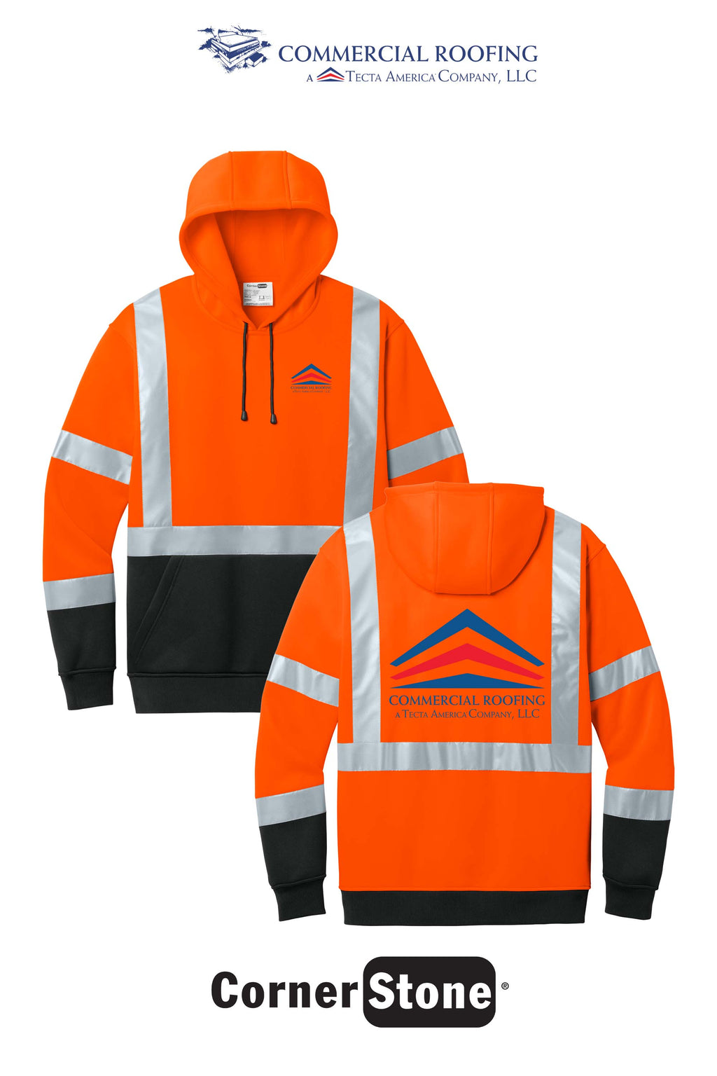 CornerStone® ANSI 107 Class 3 Heavy-Duty Fleece Pullover Hoodie - Commercial Roofing