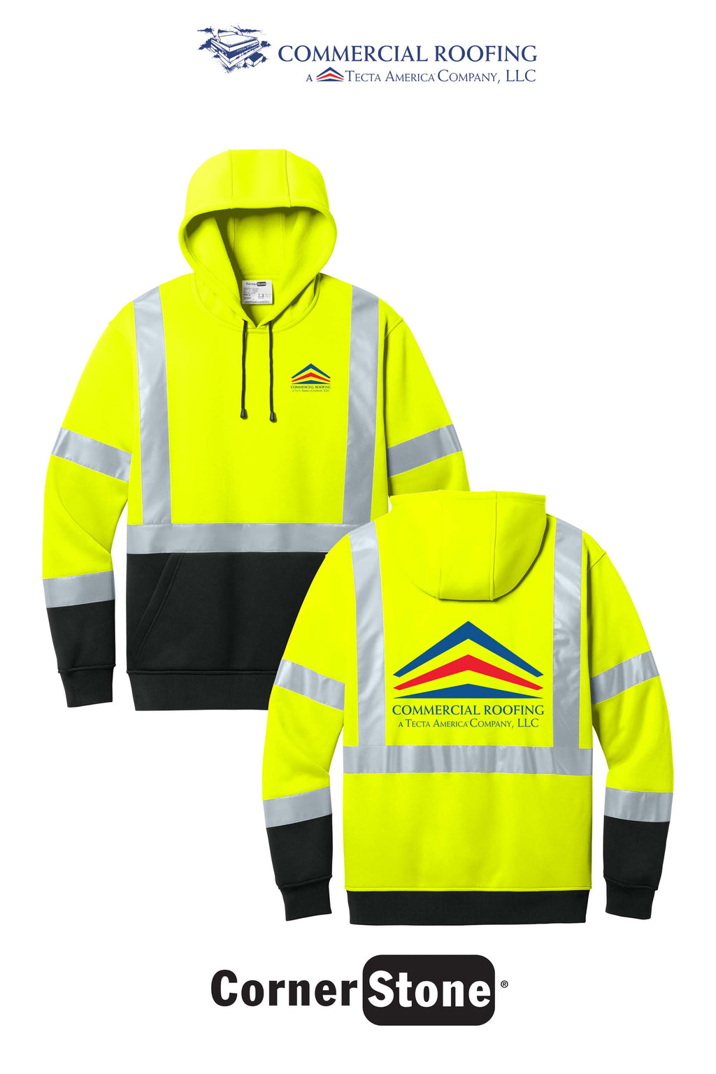 CornerStone® ANSI 107 Class 3 Heavy-Duty Fleece Pullover Hoodie - Commercial Roofing