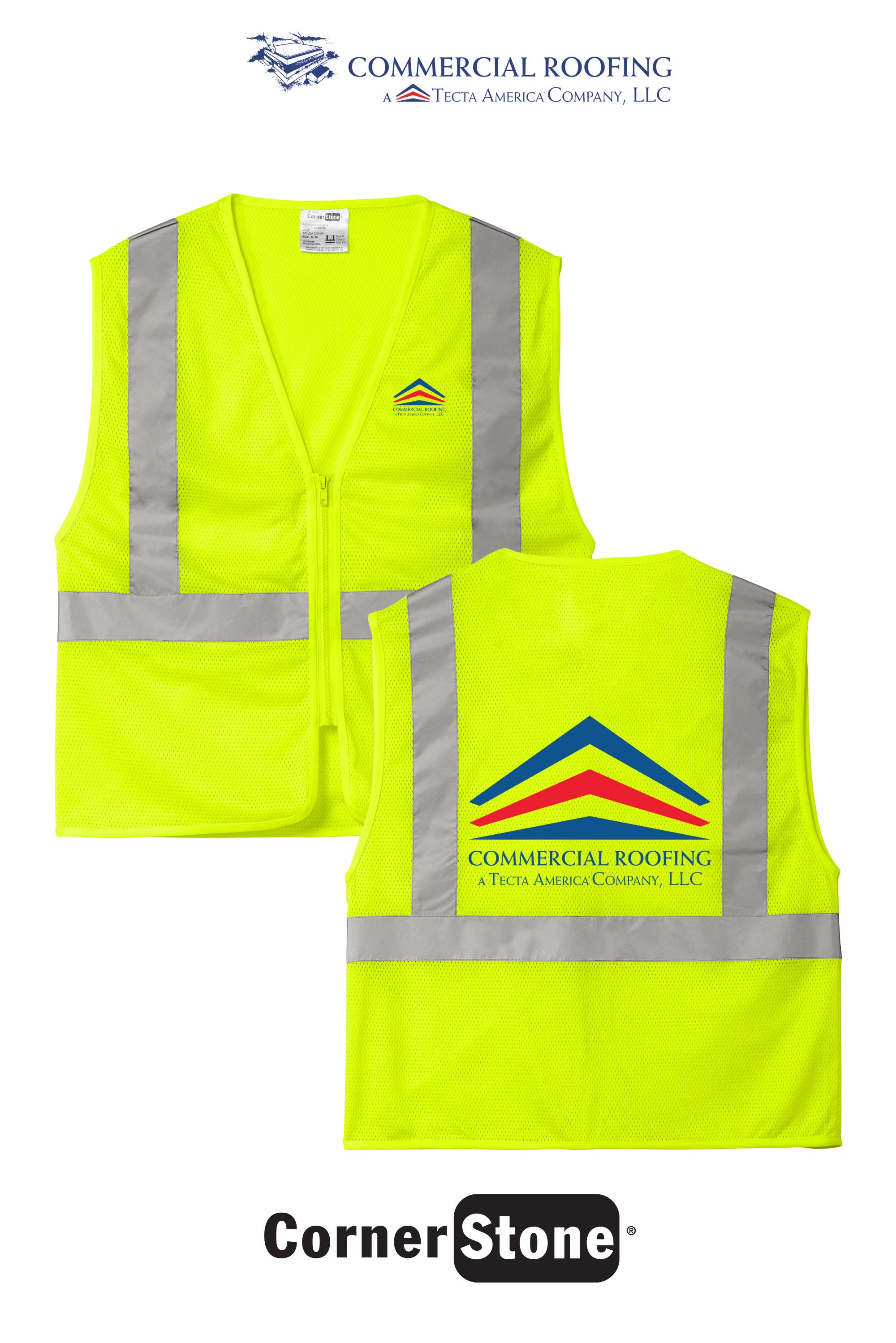 CornerStone® ANSI 107 Class 2 Economy Mesh Zippered Vest - Commercial Roofing