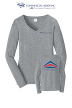 Port & Co™ Women's Long Sleeve Fan Favorite™ V-Neck Tee - Commercial Roofing