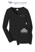 Port & Co™ Women's Long Sleeve Fan Favorite™ V-Neck Tee - Commercial Roofing