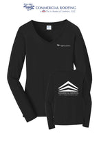 Port & Co™ Women's Long Sleeve Fan Favorite™ V-Neck Tee - Commercial Roofing