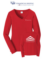 Port & Co™ Women's Long Sleeve Fan Favorite™ V-Neck Tee - Commercial Roofing
