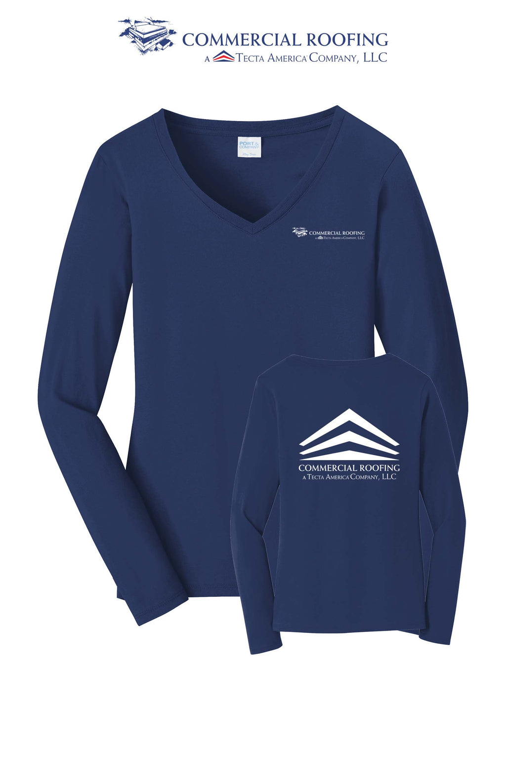 Port & Co™ Women's Long Sleeve Fan Favorite™ V-Neck Tee - Commercial Roofing