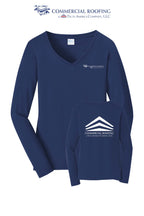 Port & Co™ Women's Long Sleeve Fan Favorite™ V-Neck Tee - Commercial Roofing