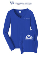 Port & Co™ Women's Long Sleeve Fan Favorite™ V-Neck Tee - Commercial Roofing
