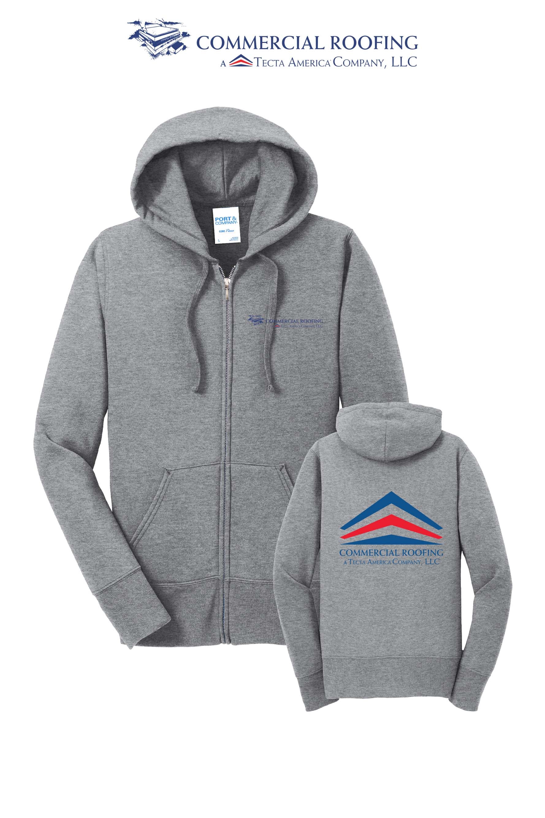 Port & Co™ Women's Core Fleece Full-Zip Hooded Sweatshirt - Commercial Roofing