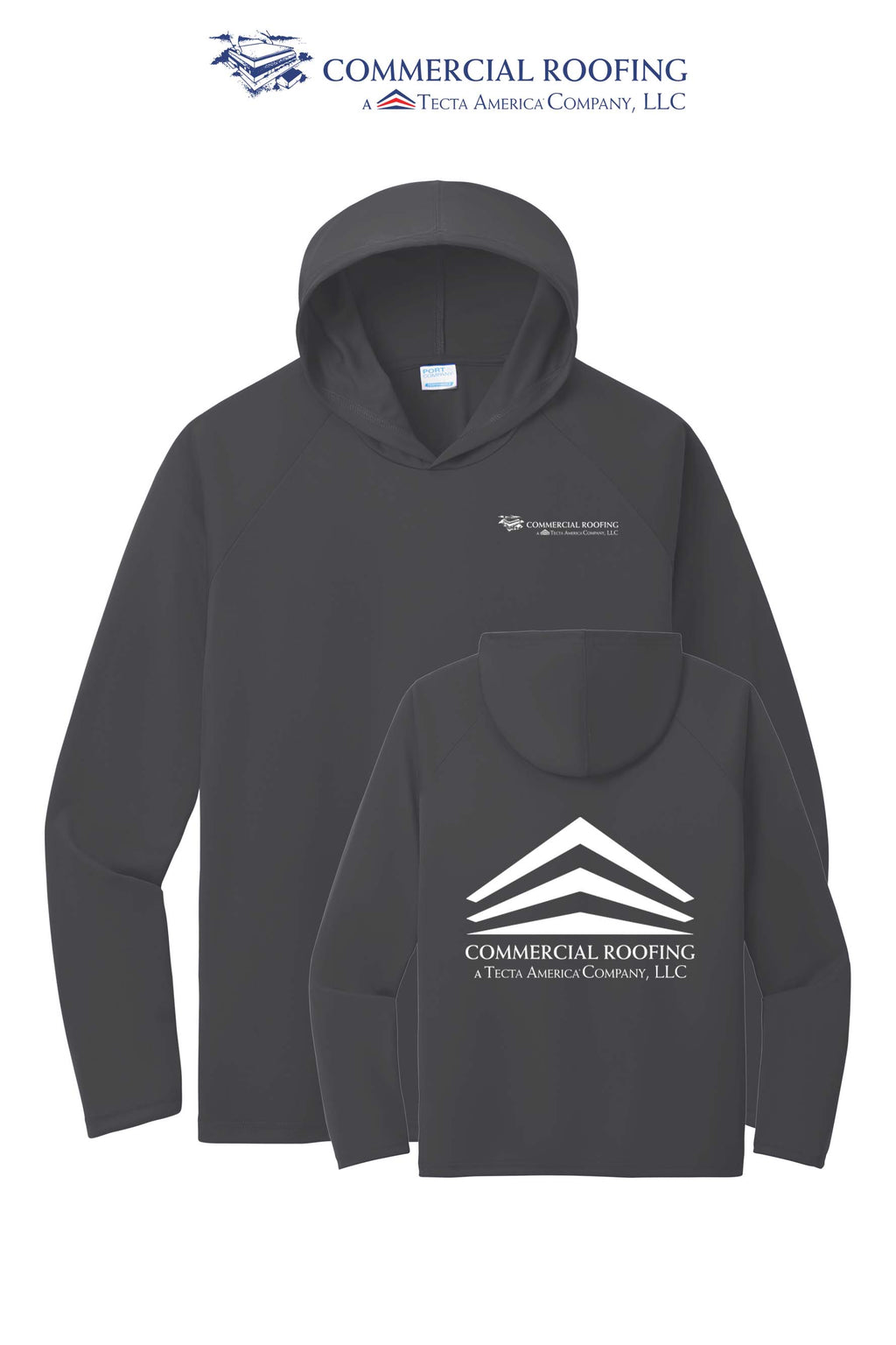 Port & Co™ Performance Pullover Hooded UPF50 Tee - Commercial Roofing
