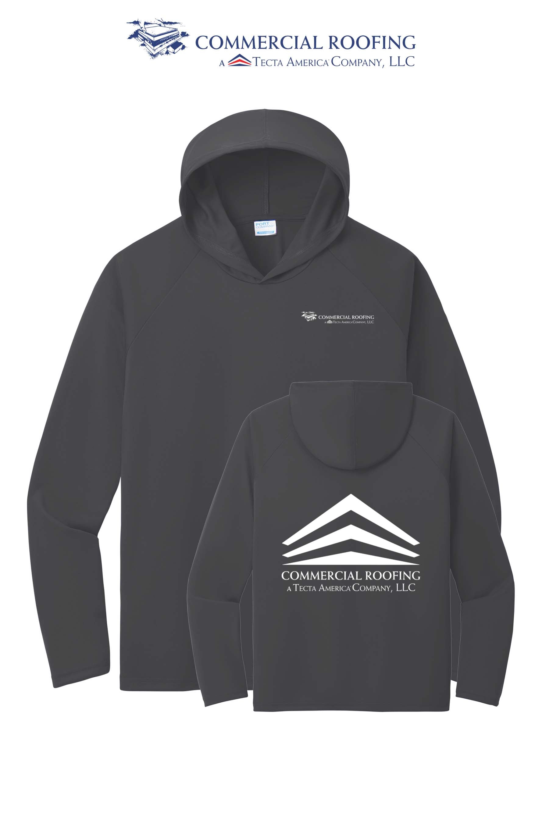 Port & Co™ Performance Pullover Hooded UPF50 Tee - Commercial Roofing