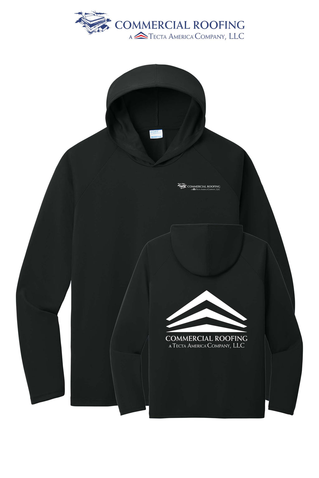 Port & Co™ Performance Pullover Hooded UPF50 Tee - Commercial Roofing