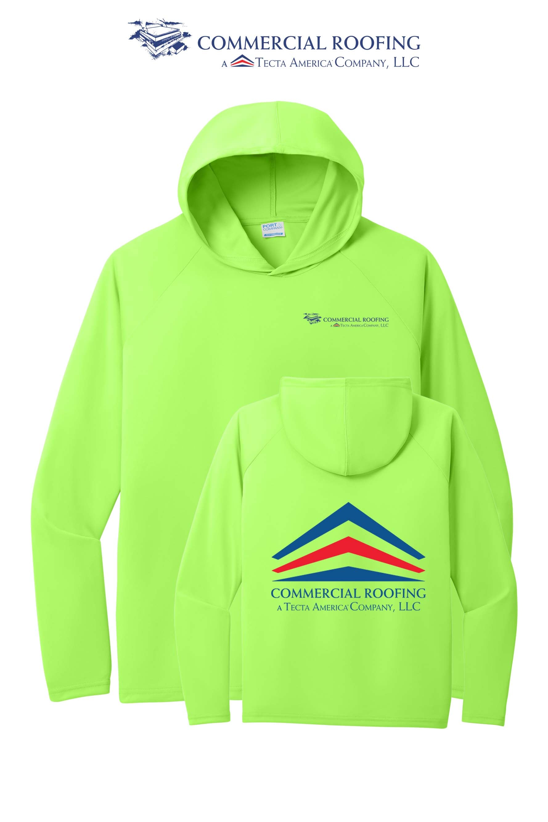Port & Co™ Performance Pullover Hooded UPF50 Tee - Commercial Roofing