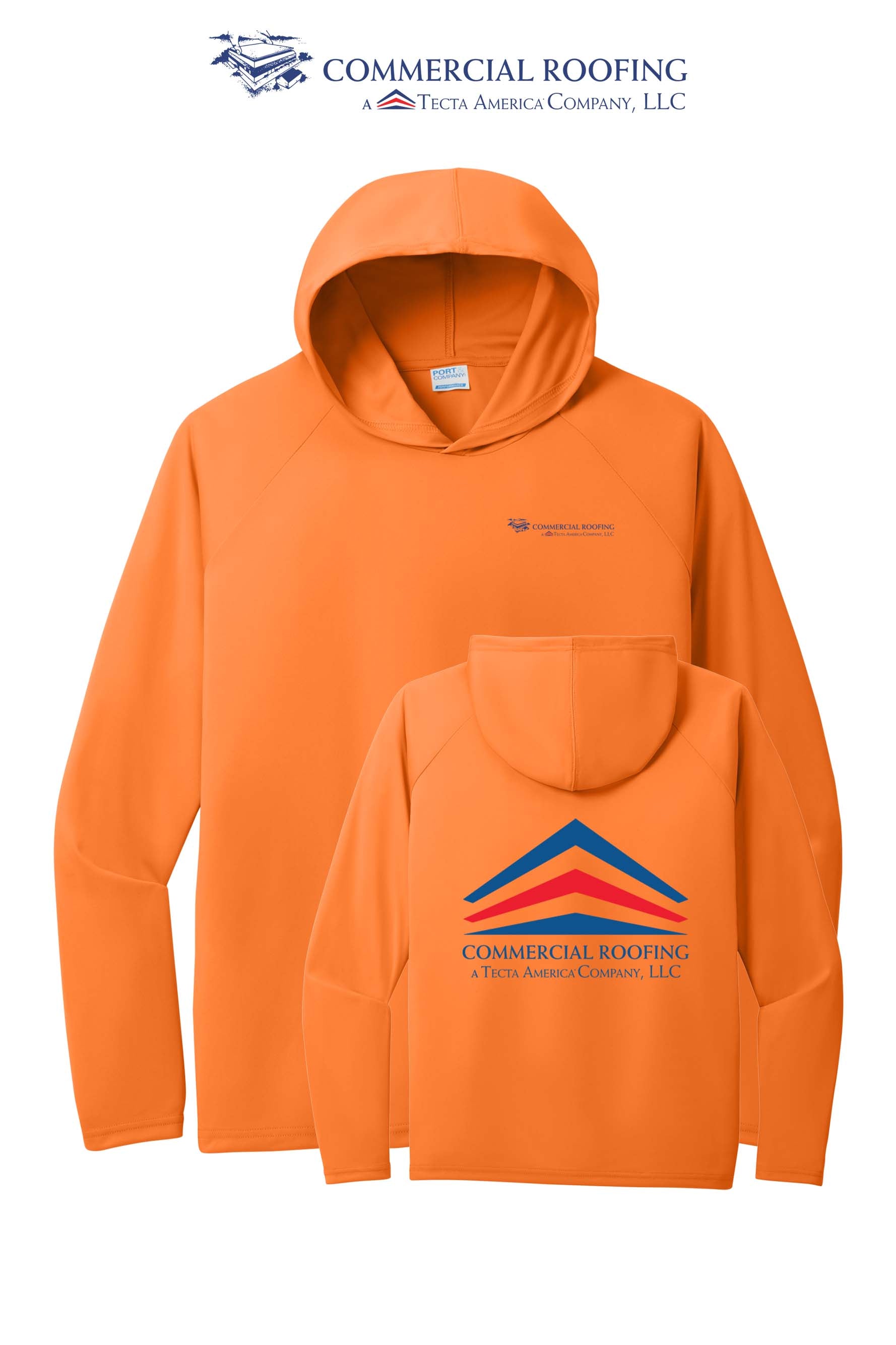 Port & Co™ Performance Pullover Hooded UPF50 Tee - Commercial Roofing