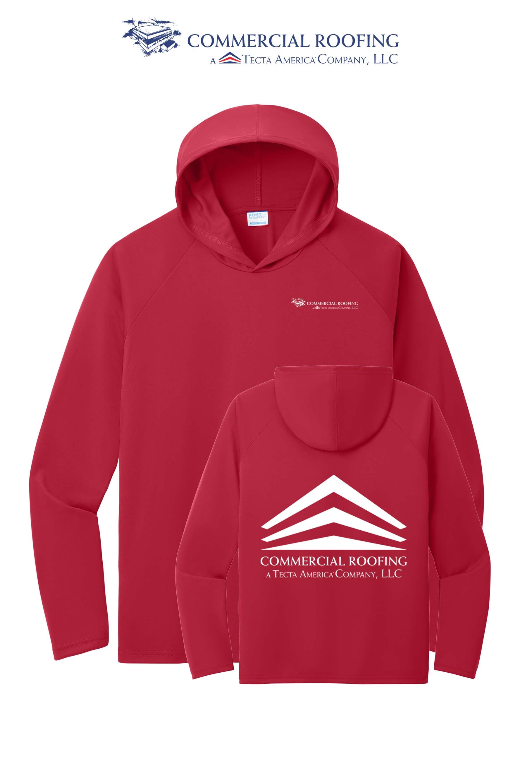 Port & Co™ Performance Pullover Hooded UPF50 Tee - Commercial Roofing