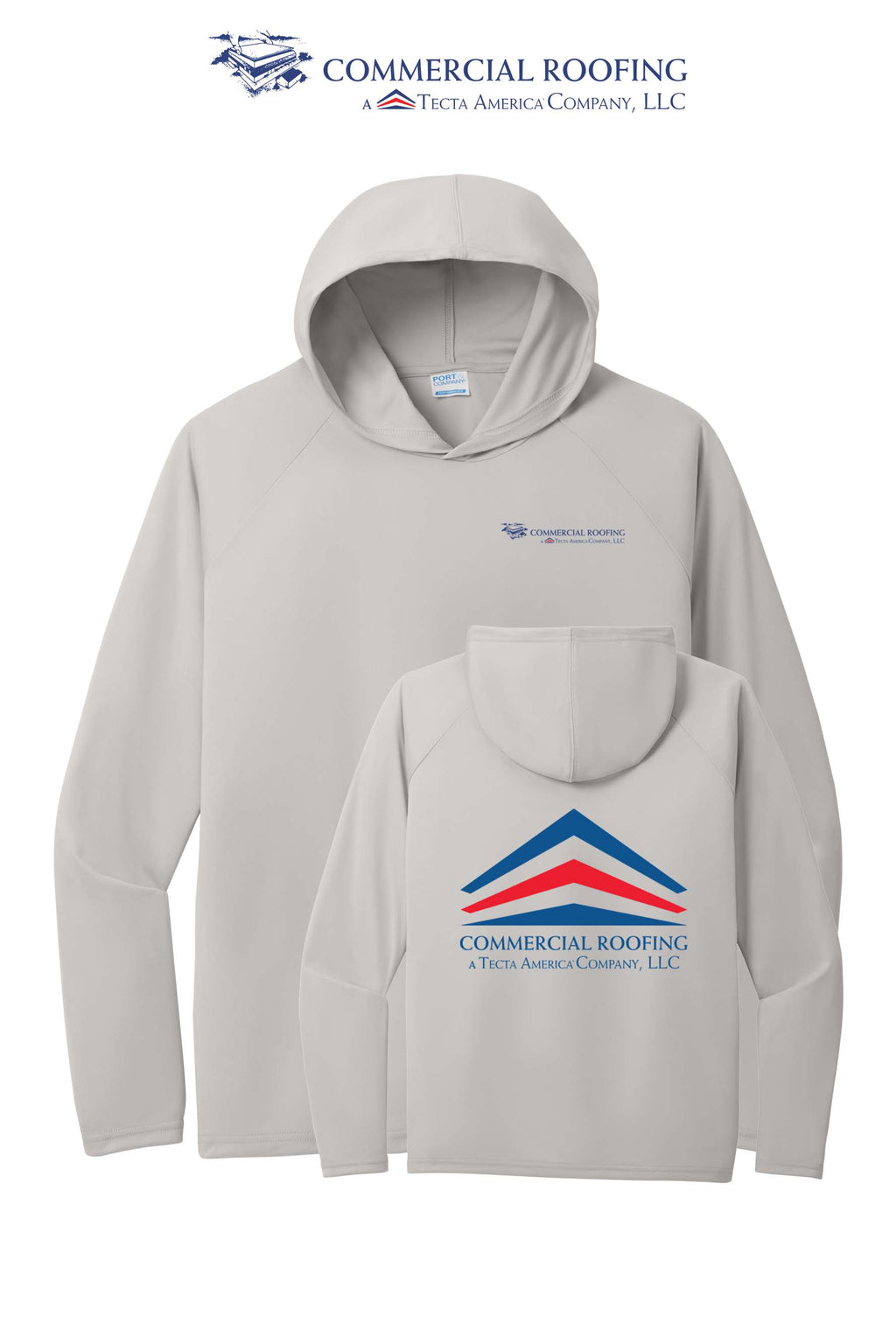 Port & Co™ Performance Pullover Hooded UPF50 Tee - Commercial Roofing