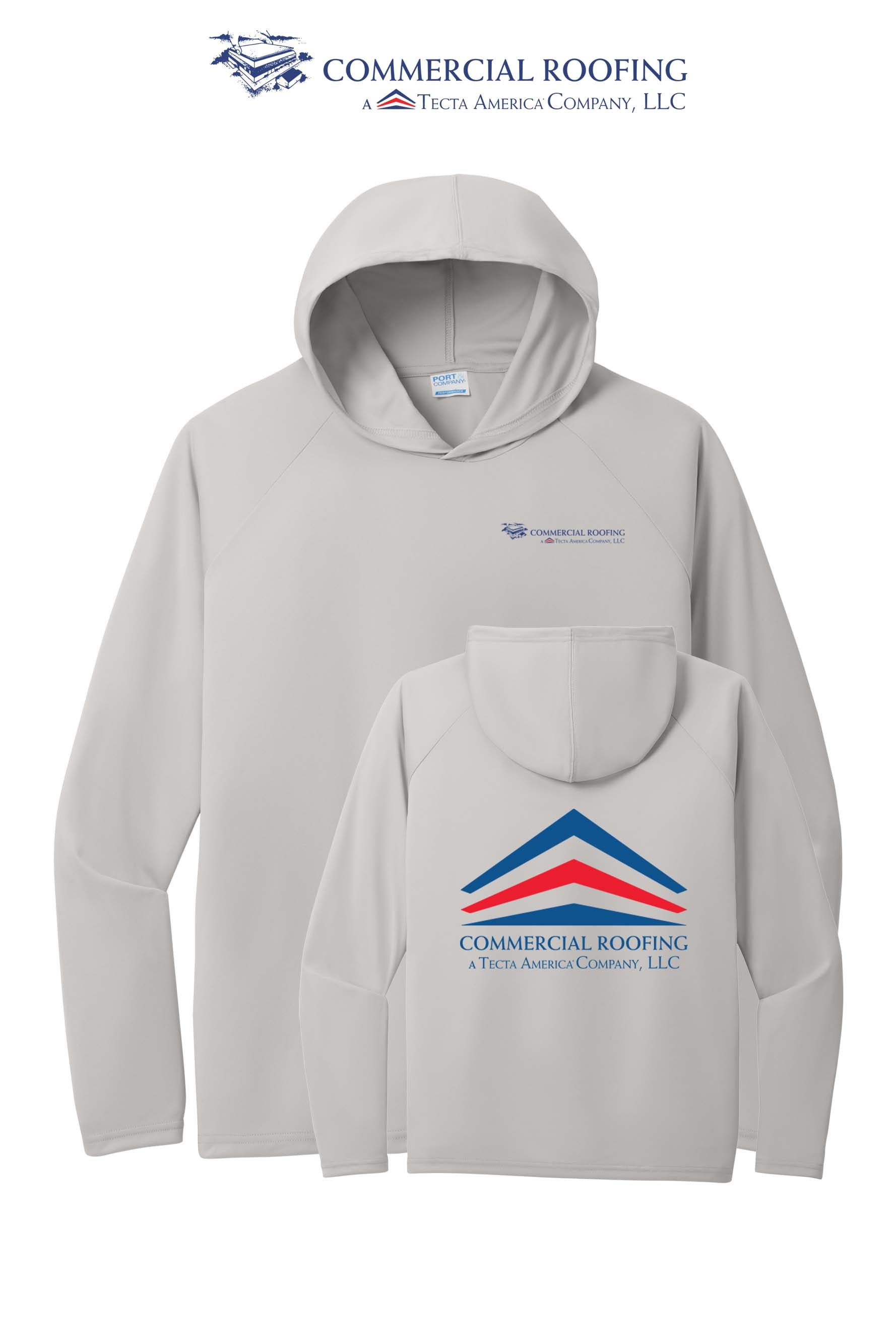Port & Co™ Performance Pullover Hooded UPF50 Tee - Commercial Roofing
