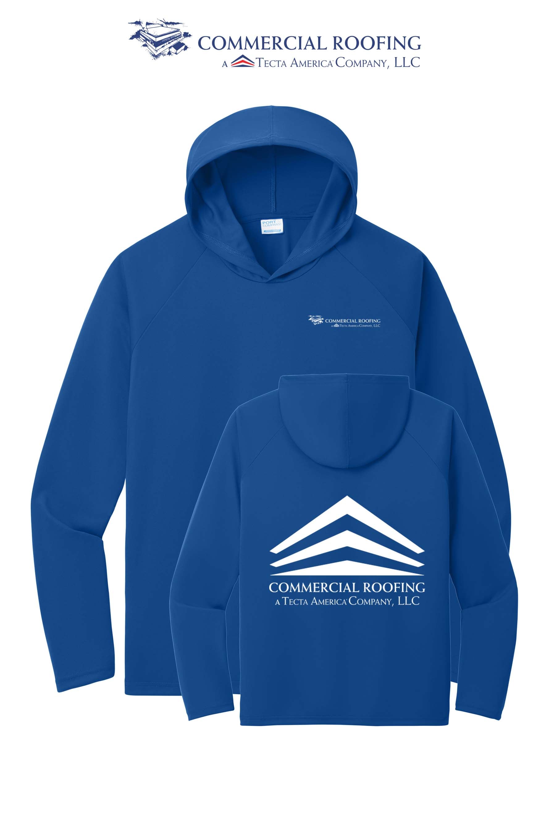 Port & Co™ Performance Pullover Hooded UPF50 Tee - Commercial Roofing