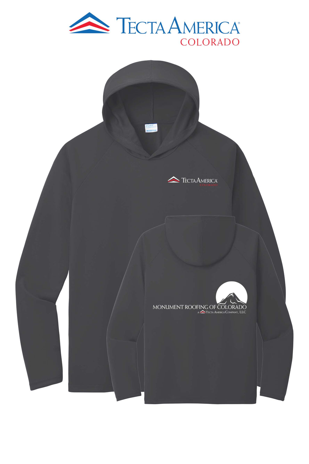 Port & Co™ Performance Pullover Hooded UPF50 Tee - Monument Roofing of Colorado