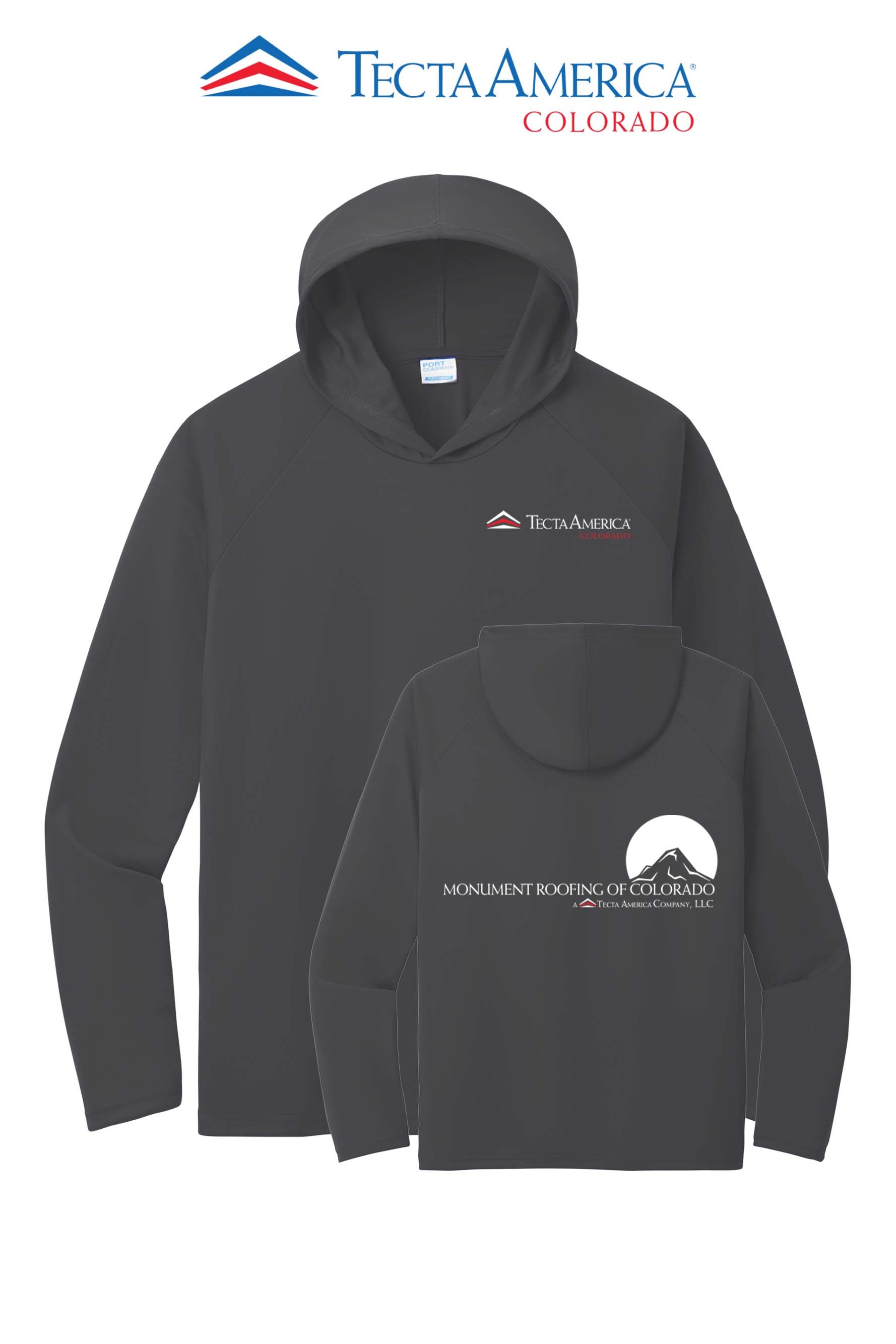 Port & Co™ Performance Pullover Hooded UPF50 Tee - Monument Roofing of Colorado