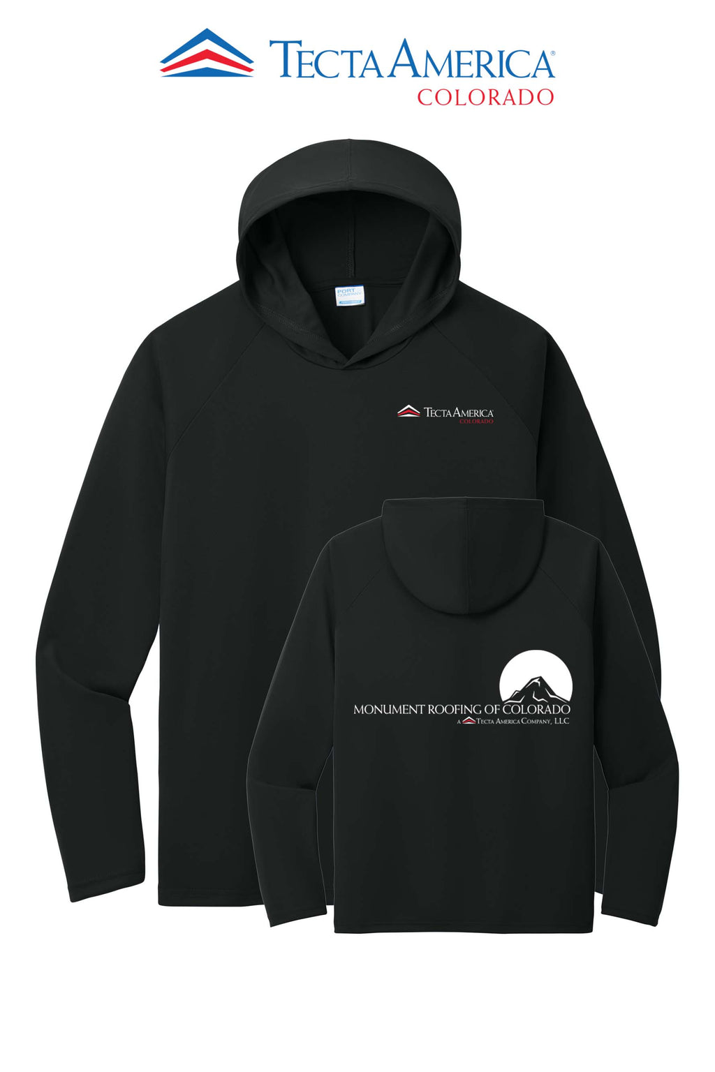 Port & Co™ Performance Pullover Hooded UPF50 Tee - Monument Roofing of Colorado
