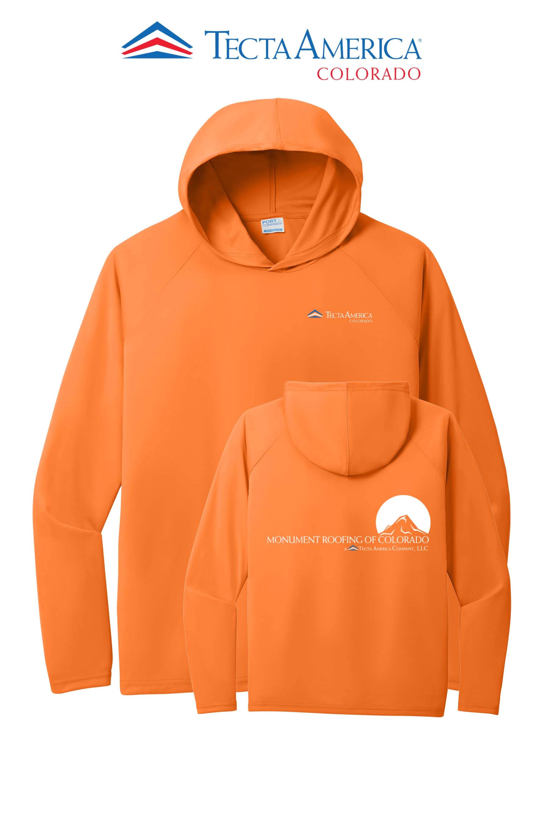 Port & Co™ Performance Pullover Hooded UPF50 Tee - Monument Roofing of Colorado