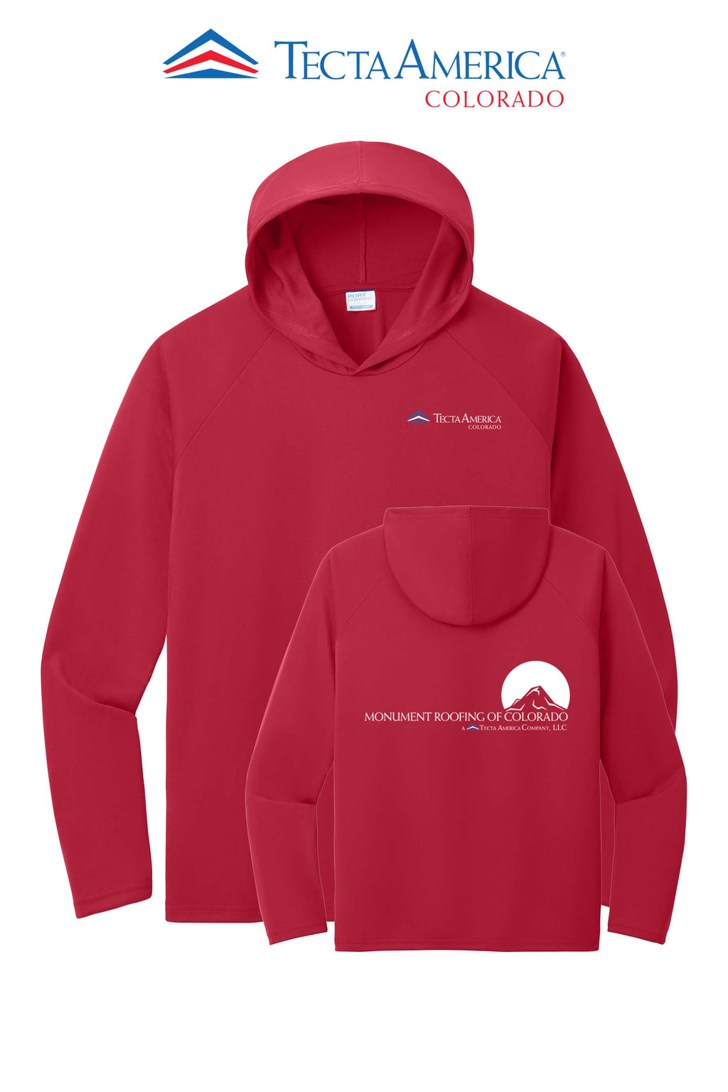 Port & Co™ Performance Pullover Hooded UPF50 Tee - Monument Roofing of Colorado