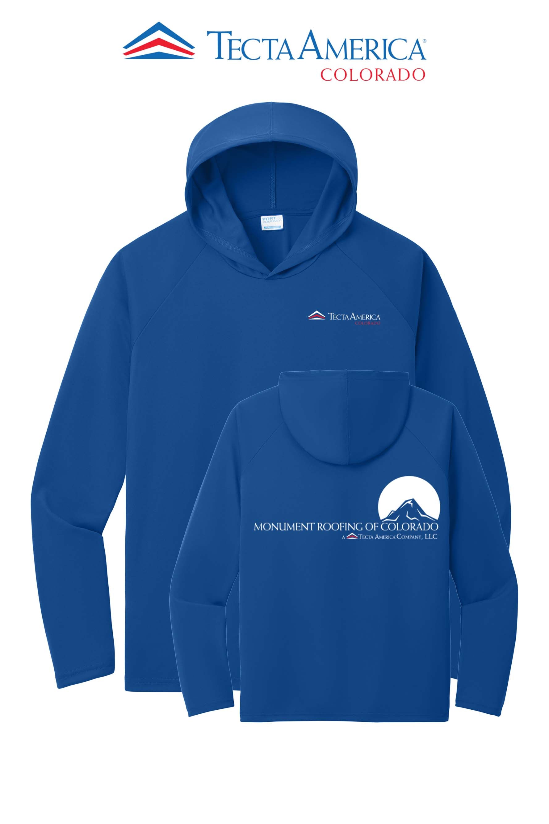 Port & Co™ Performance Pullover Hooded UPF50 Tee - Monument Roofing of Colorado
