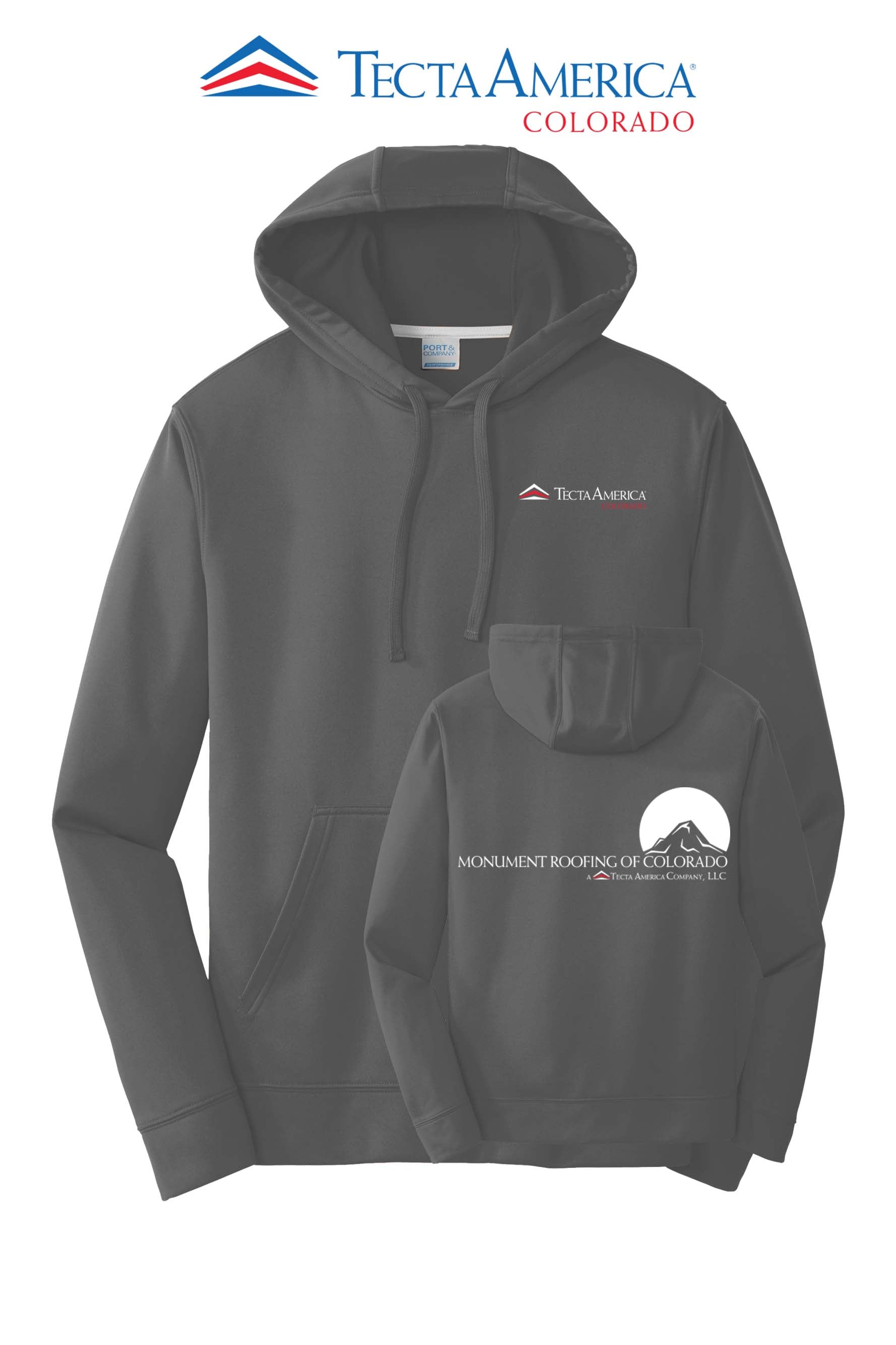 Port & Co™ Performance Fleece Pullover Hooded Sweatshirt - Monument Roofing of Colorado
