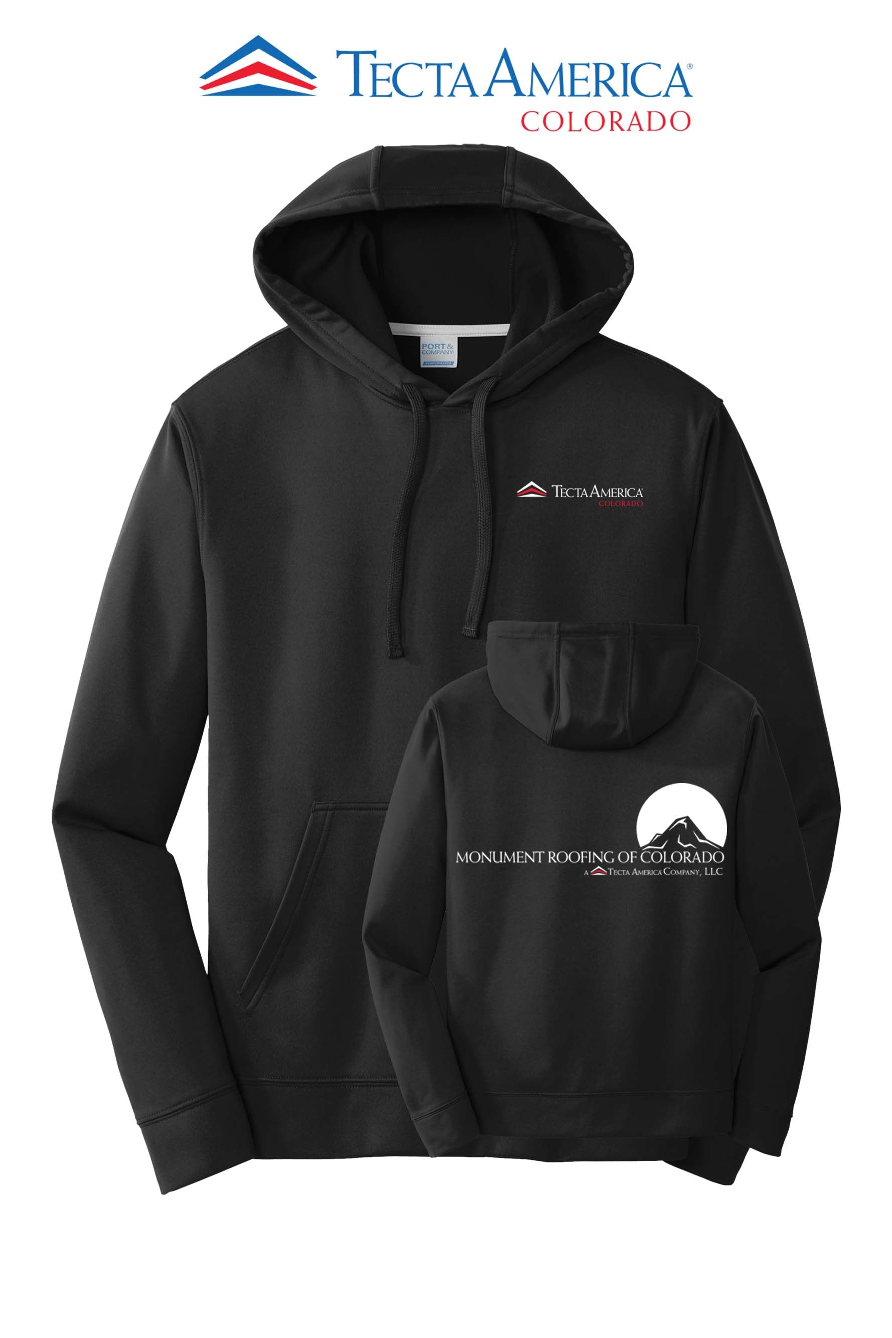 Port & Co™ Performance Fleece Pullover Hooded Sweatshirt - Monument Roofing of Colorado